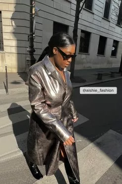 Handpicked X NA-KD Double Button PU Coat