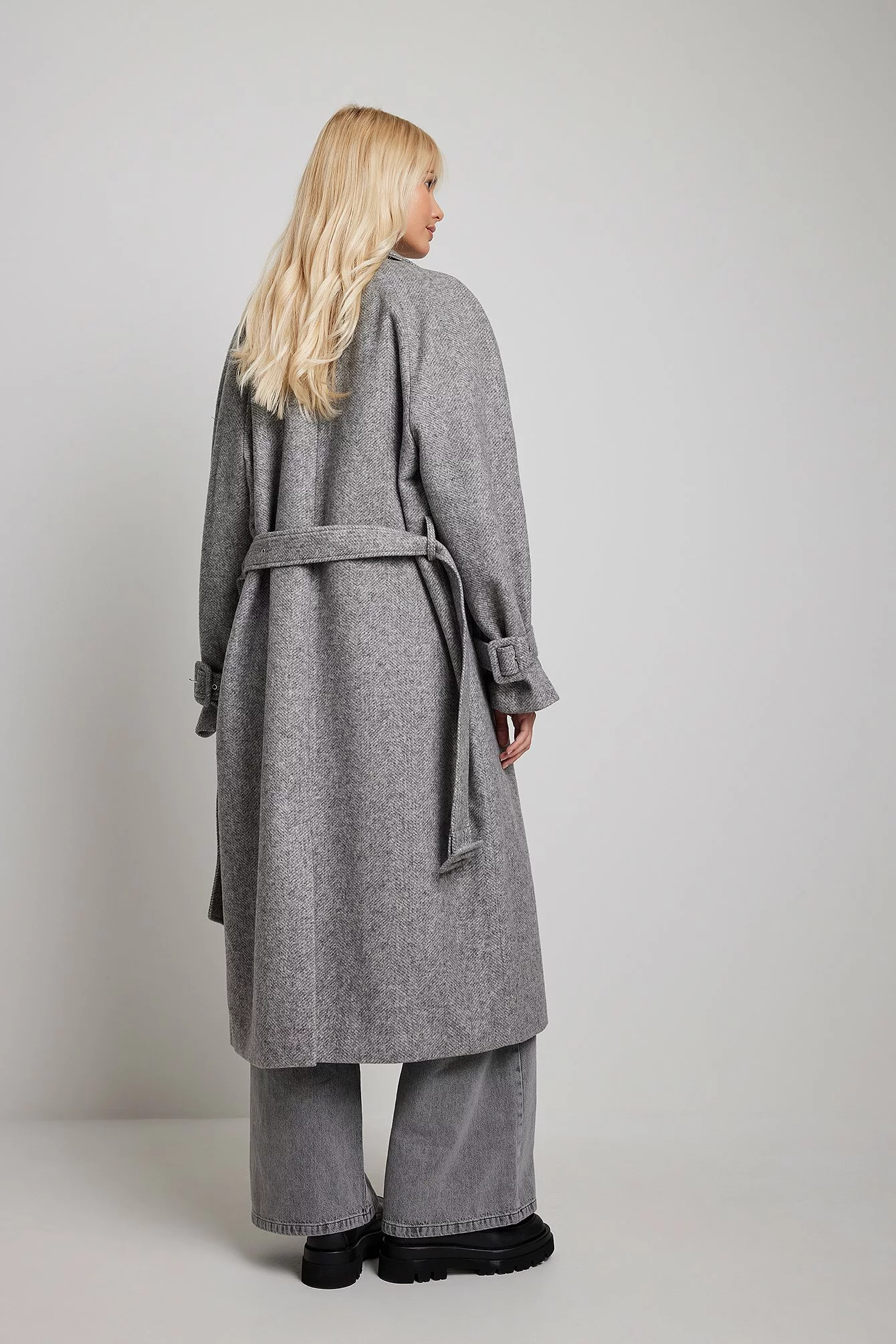 NA-KD Belted Herringbone Coat - Image 8