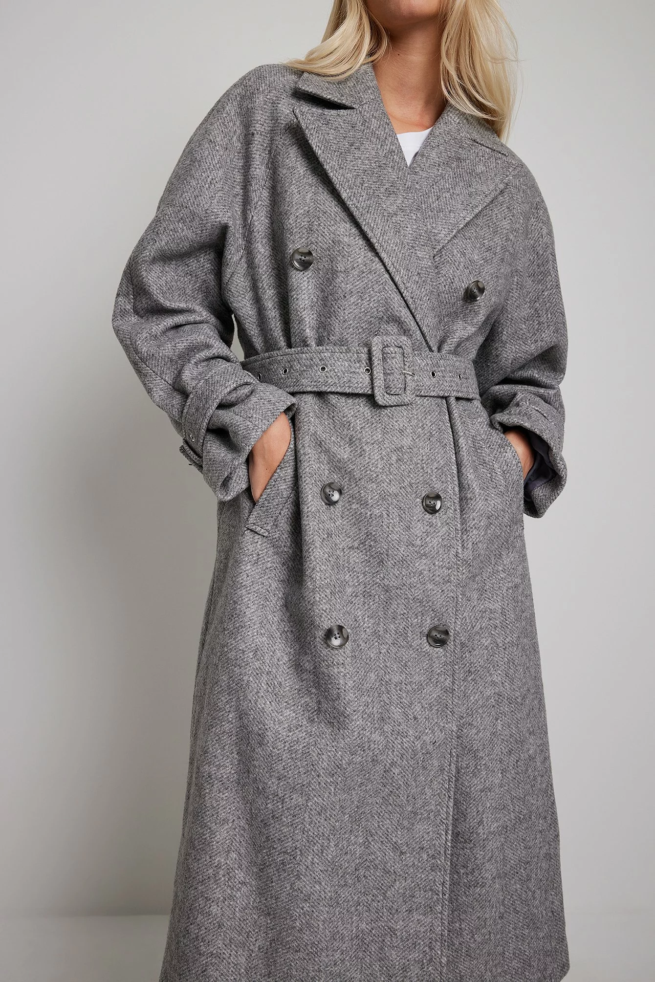 NA-KD Belted Herringbone Coat - Image 6