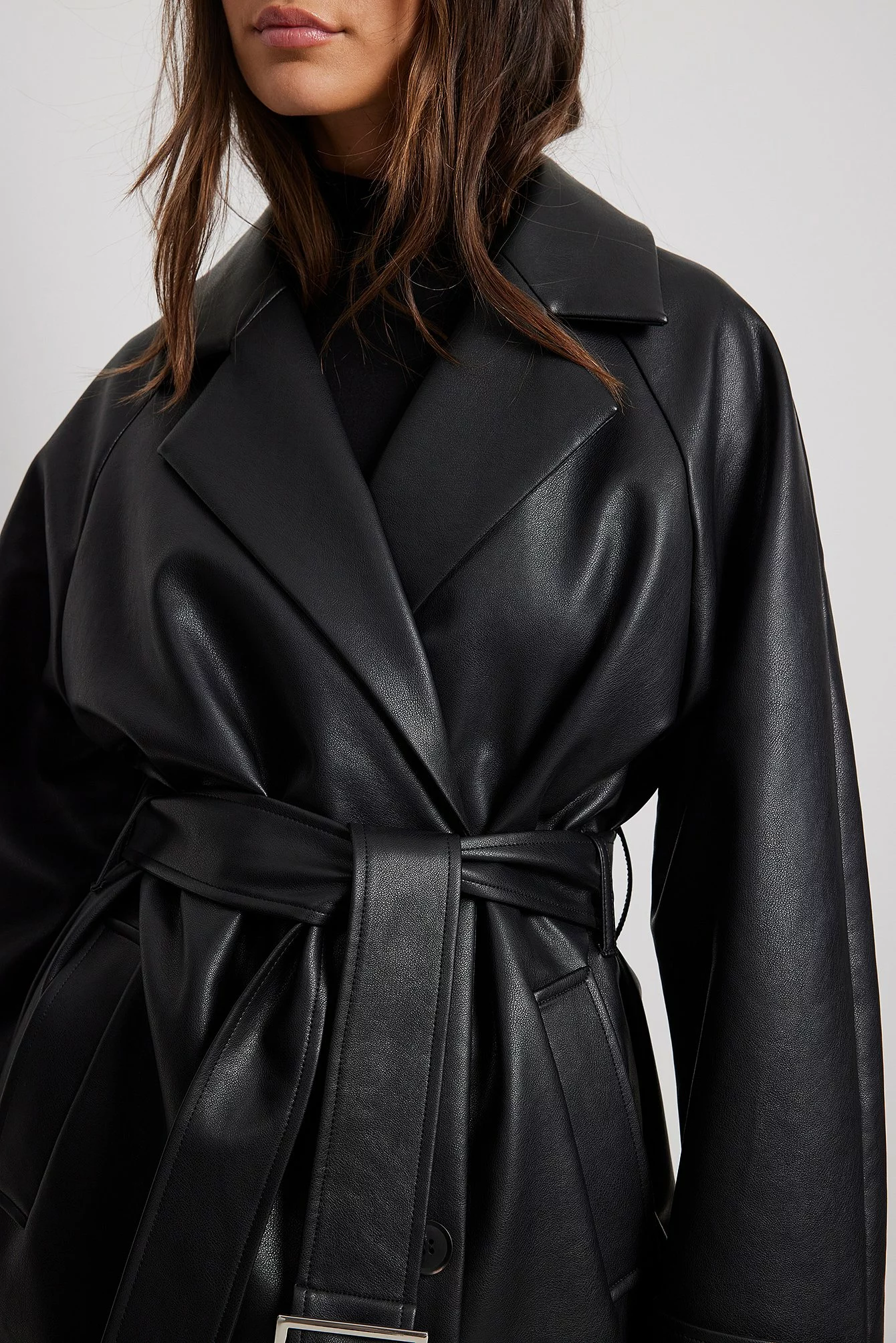 NA-KD Belted Pu Trenchcoat - Image 5