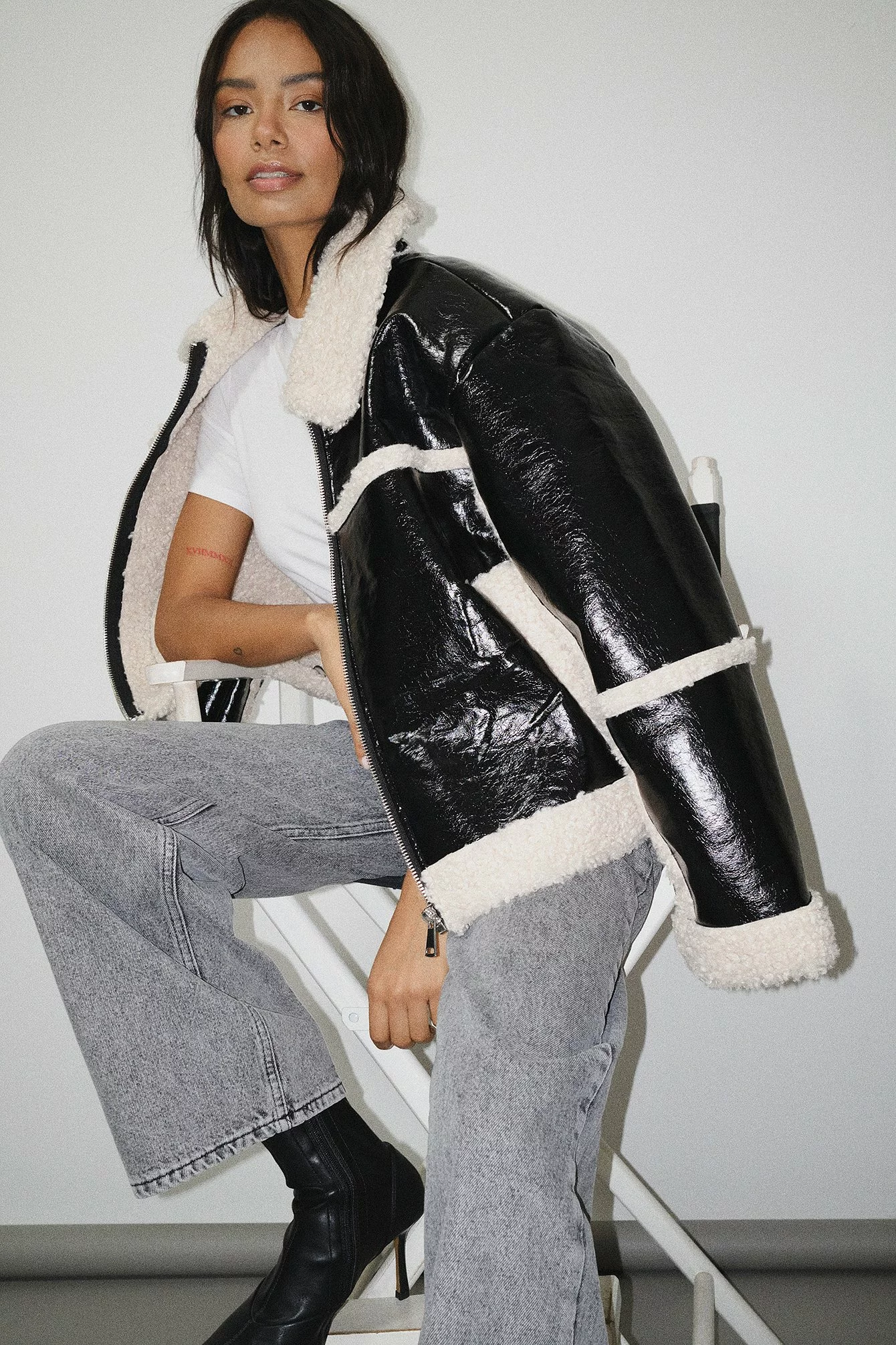 NA-KD Trend Bonded Teddy Detail Jacket