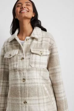 NA-KD Brushed Checked Chest Pocket Jacket