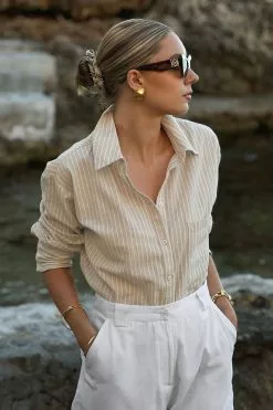 Lydia Tomlinson X NA-KD Classic Linen Look Shirt