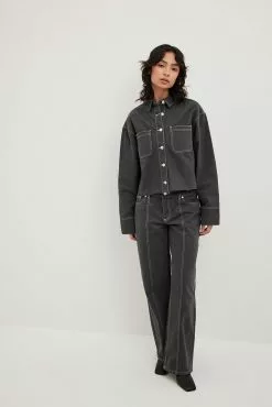 Widya Soraya X NA-KD Contrast Stitching Denim Jacket