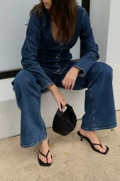 NA-KD Curved Neckline Denim Shirt