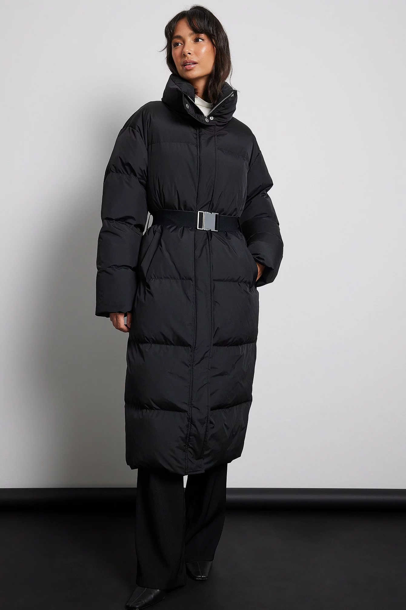 NA-KD Future Down Blend Padded Belted Long Jacket