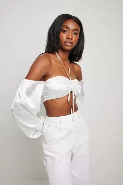 NA-KD Party Drawstring Front Satin Blouse