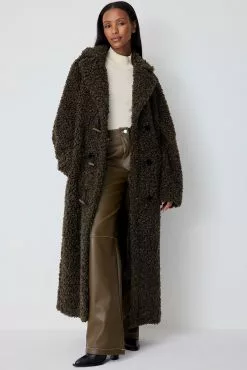 NA-KD Trend Duffle Button Teddy Coat