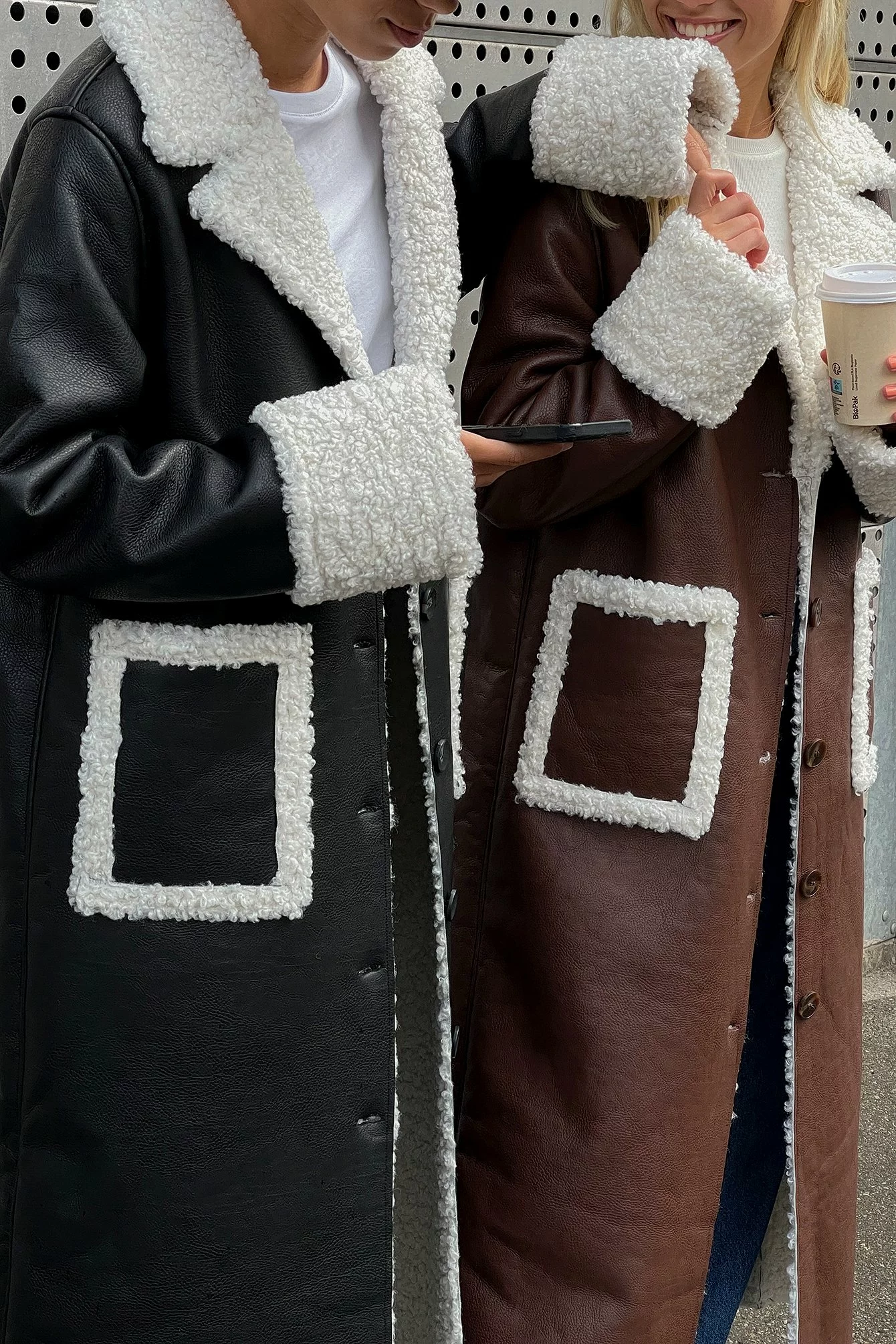 Lisa & Lena For NA-KD Pu Coat With Teddy Details - Image 6