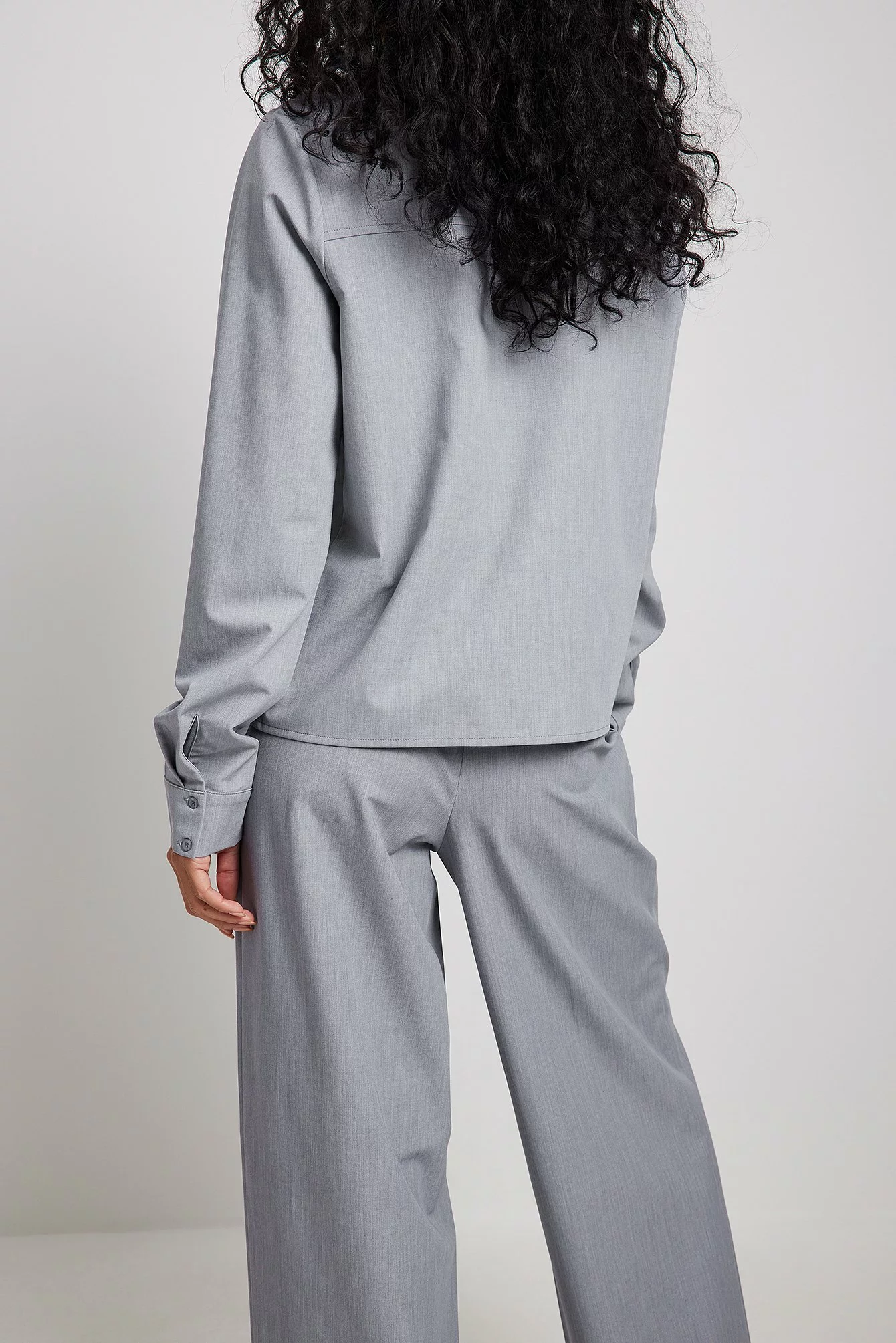 NA-KD Classic Melange Long Sleeve Shirt - Image 3