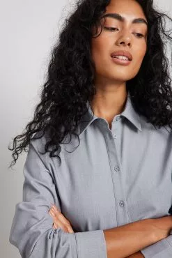 NA-KD Classic Melange Long Sleeve Shirt