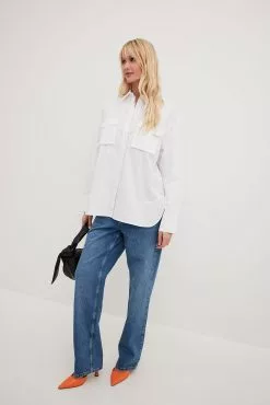 NA-KD Flap Pocket Oversized Shirt