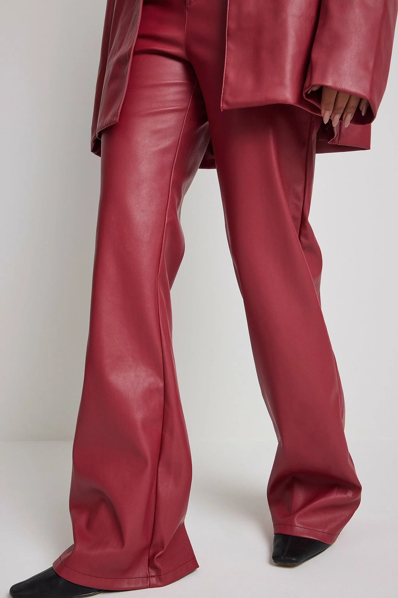 Victoria Waldau X NA-KD Flared Leg PU Trousers - Image 3