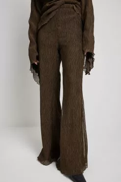Victoria Waldau X NA-KD Flared Leg Textured Trousers