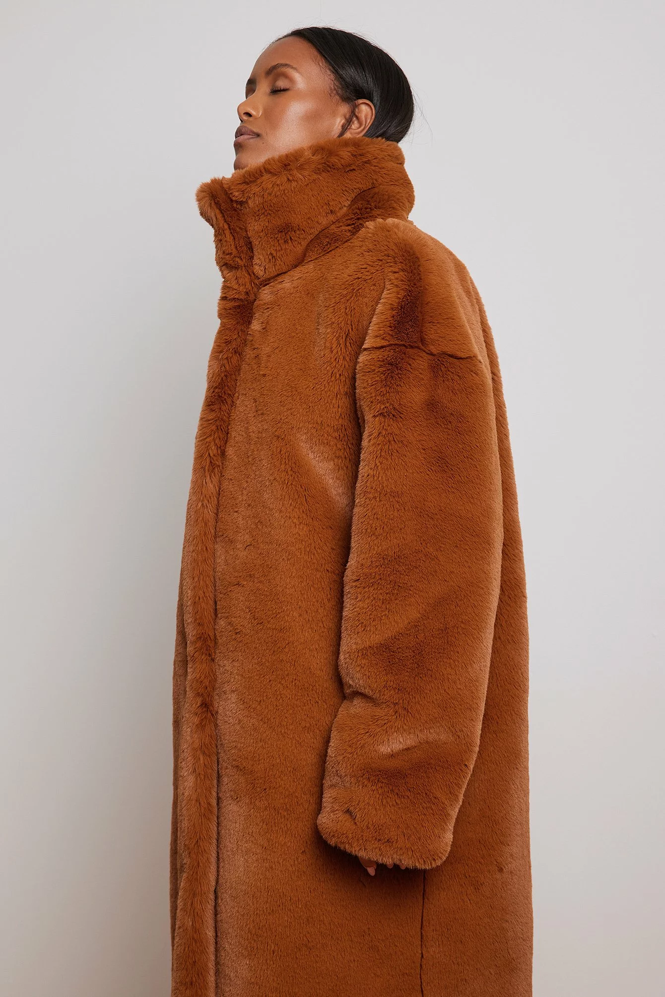 NA-KD High Neck Faux Fur Coat - Image 9