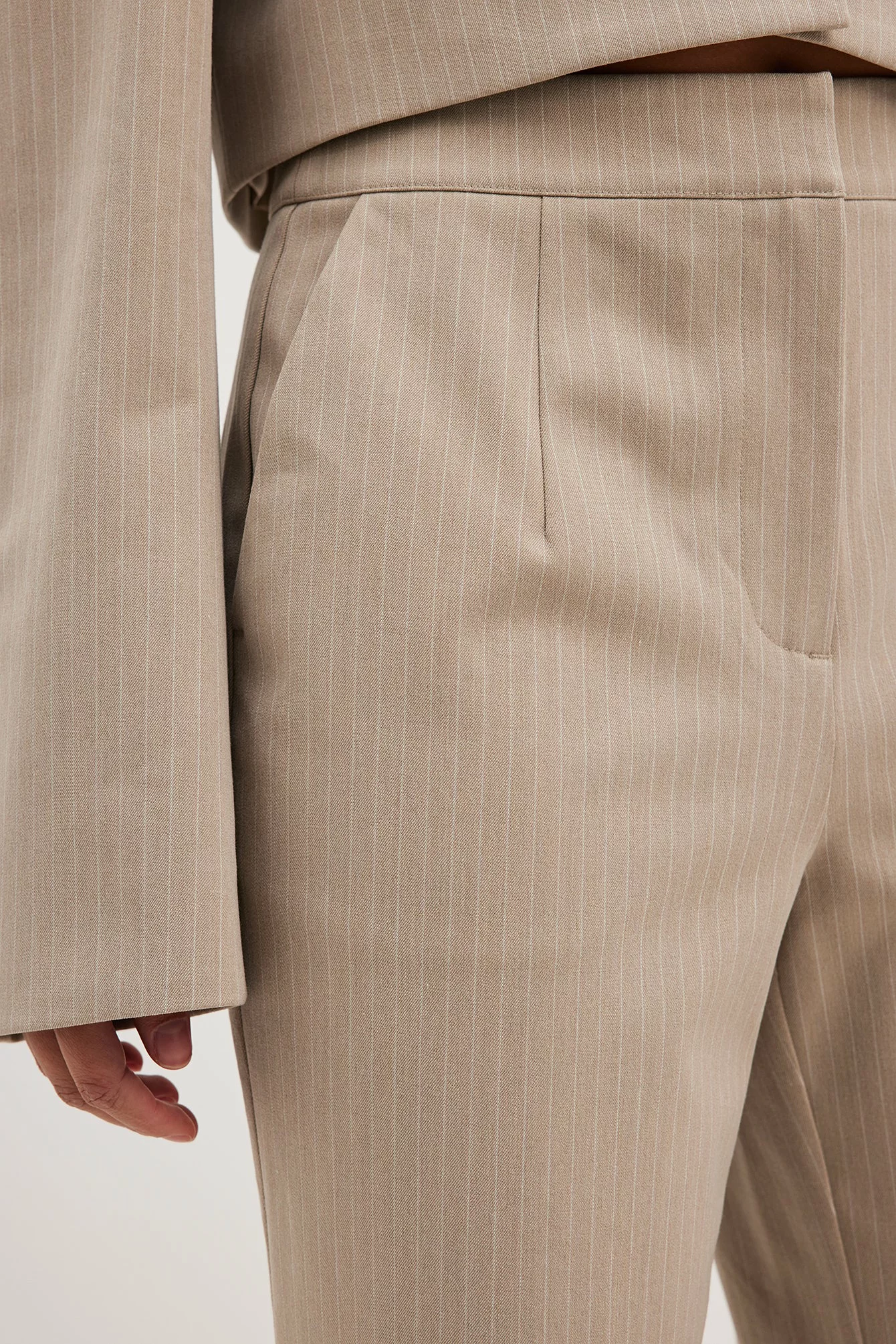 NA-KD Trend High Waist Pinstriped Straight Leg Suit Pants - Image 5