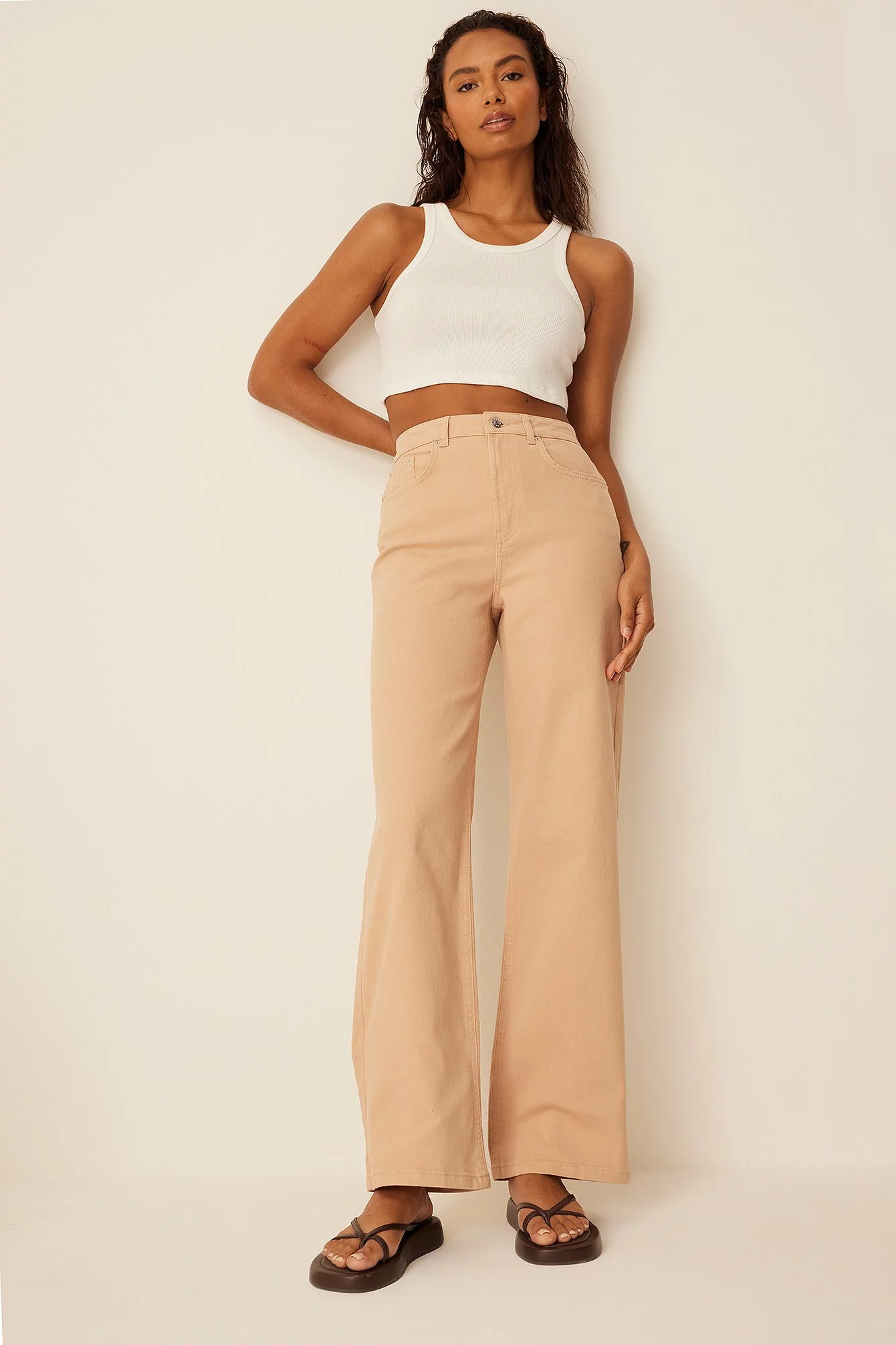 Romee Strijd X NA-KD High Waisted Wide Leg Denim - Image 3