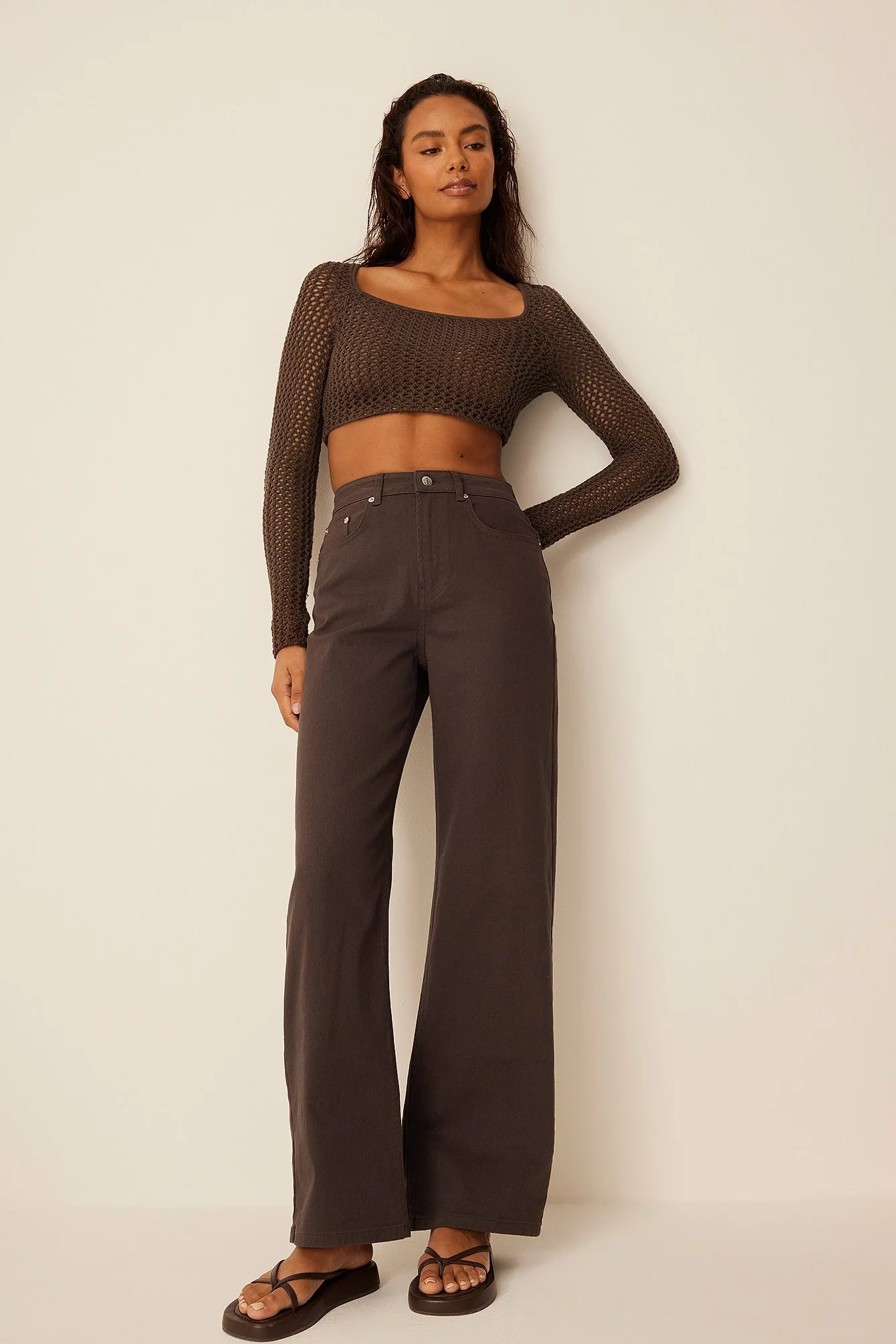 Romee Strijd X NA-KD High Waisted Wide Leg Denim - Image 9