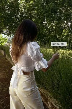 NA-KD Linen Tie Back Top