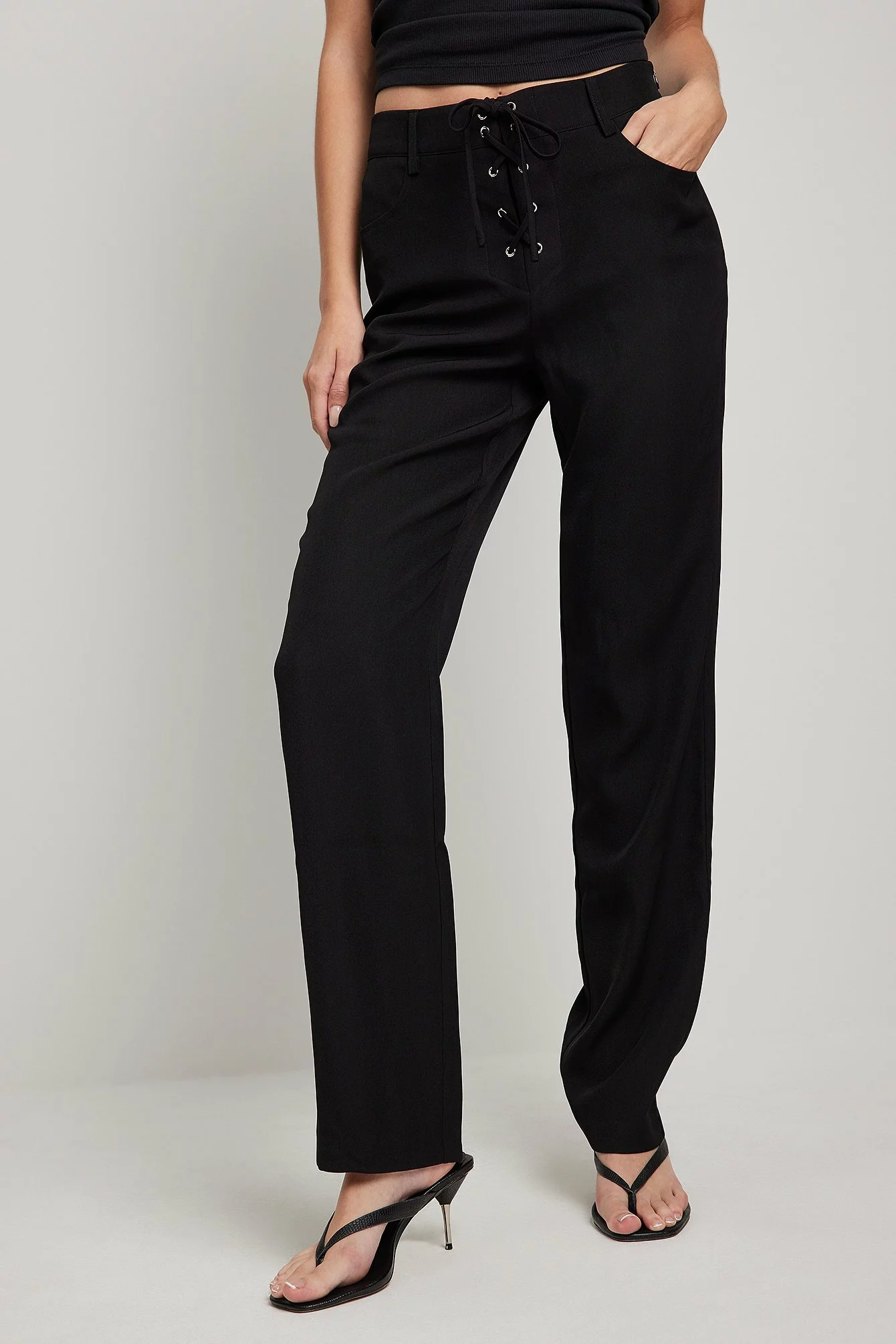 NA-KD Lace-Up Front Detail Suit Pants - Image 11