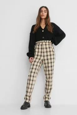 Lisa-Marie Schiffner X NA-KD Checked Frill Detail Pants