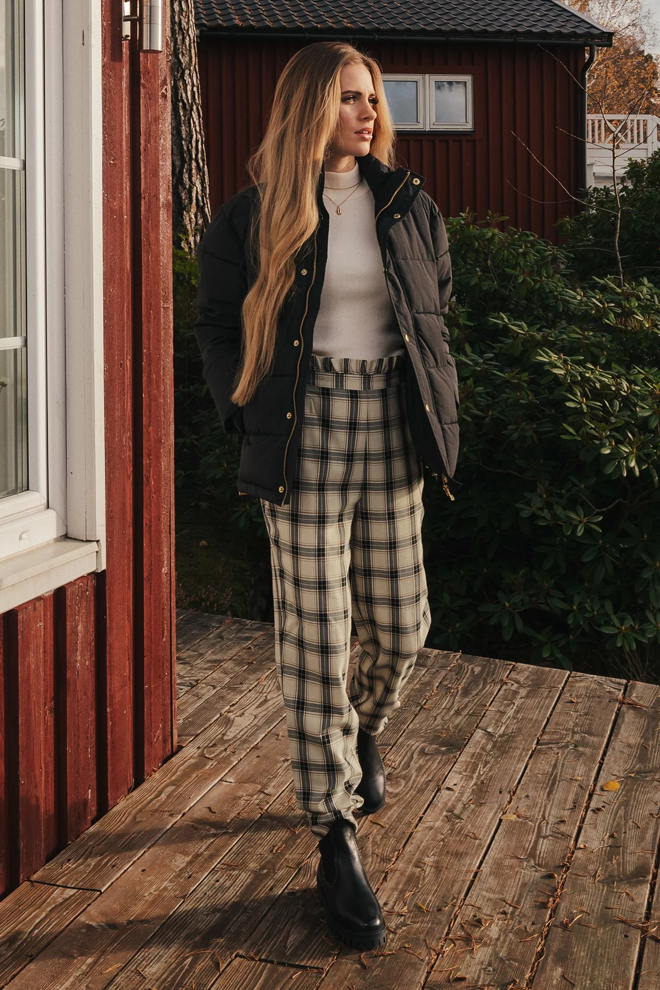 Lisa-Marie Schiffner X NA-KD Checked Frill Detail Pants - Image 6