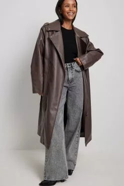 NA-KD Trend Long Biker Pu Trenchcoat