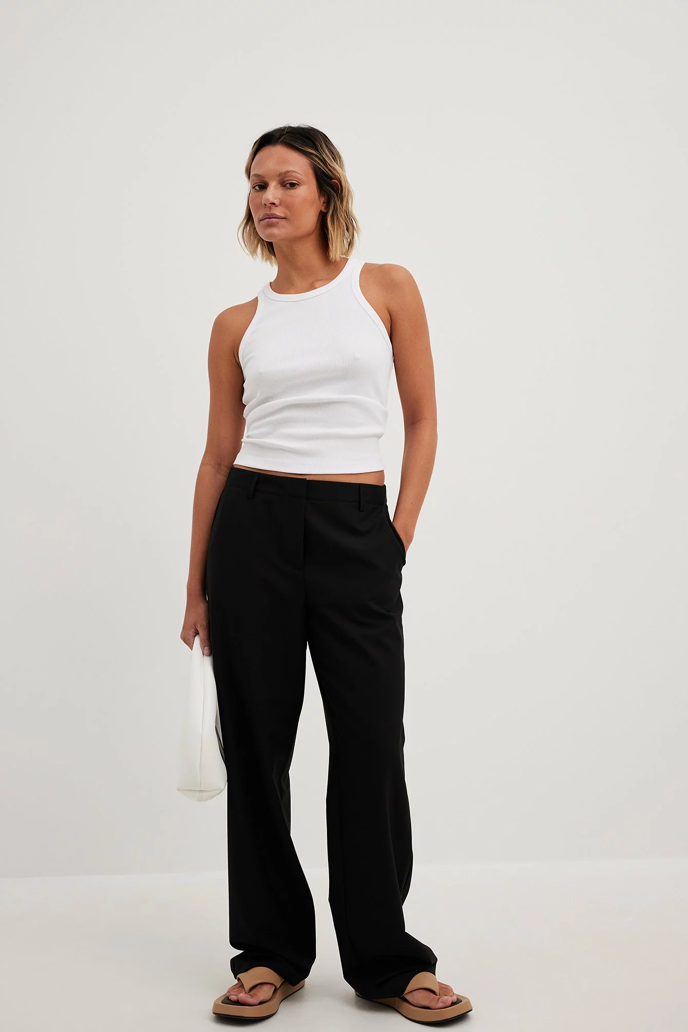 NA-KD Classic Melange Mid Rise Suit Pants - Image 5
