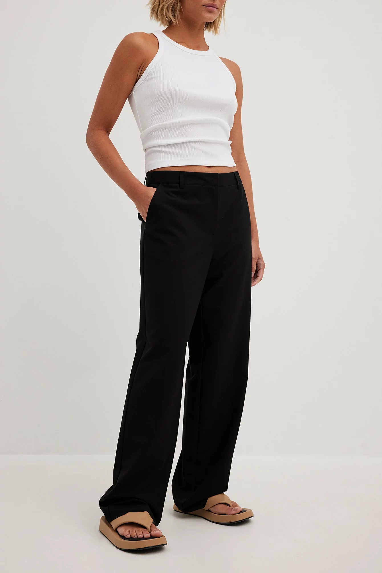 NA-KD Classic Melange Mid Rise Suit Pants - Image 3