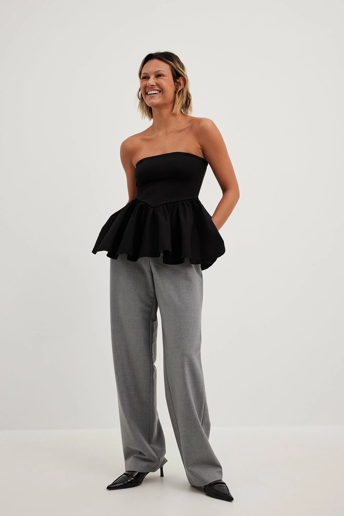 NA-KD Classic Melange Mid Rise Suit Pants - Image 6