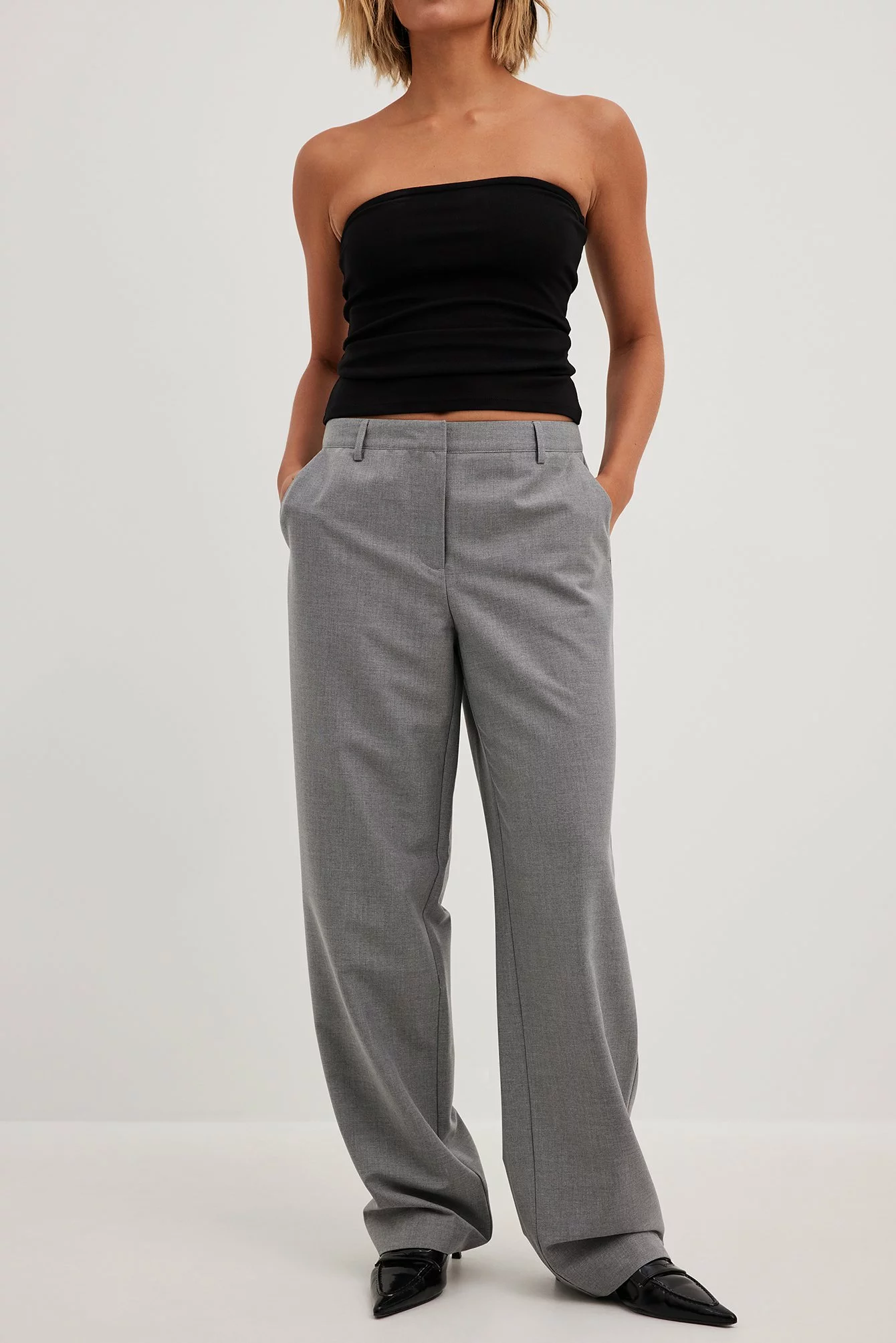 NA-KD Classic Melange Mid Rise Suit Pants - Image 8