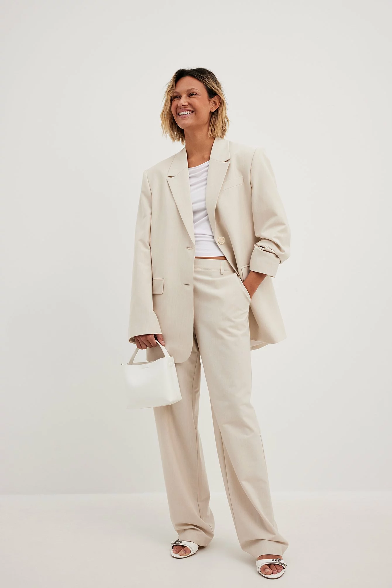 NA-KD Classic Melange Mid Rise Suit Pants - Image 11