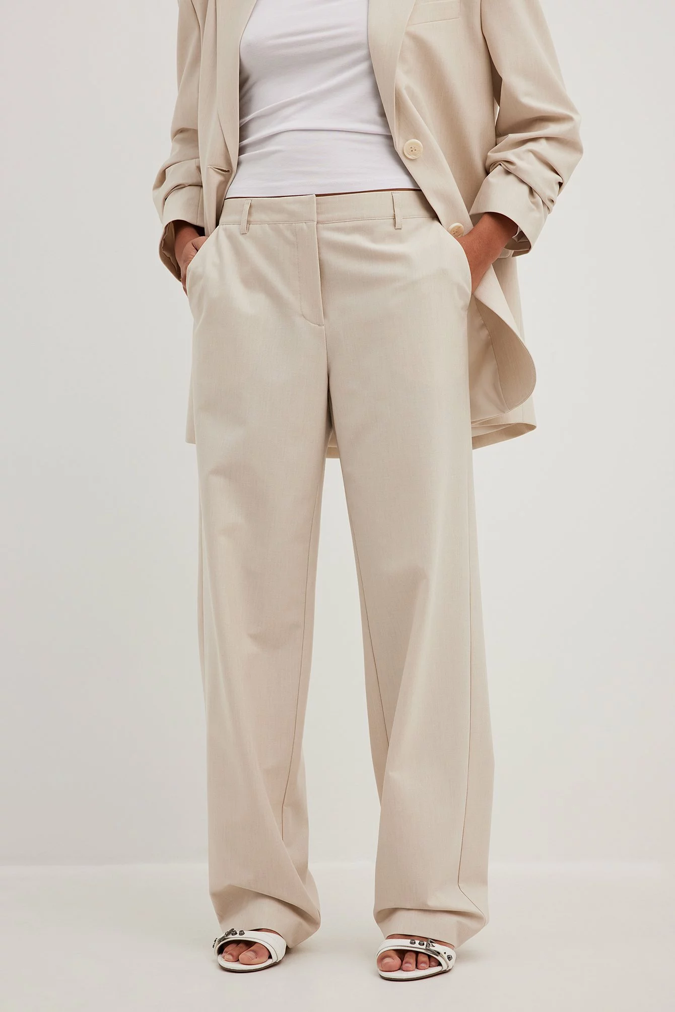 NA-KD Classic Melange Mid Rise Suit Pants - Image 13