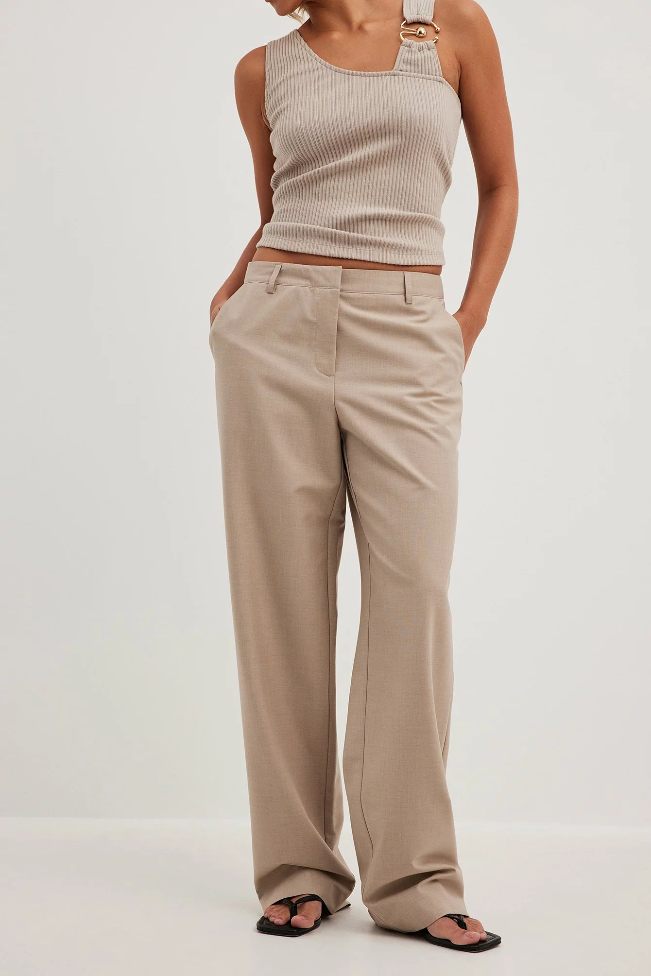 NA-KD Classic Melange Mid Rise Suit Pants - Image 15