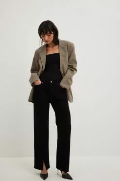 Sanna Jörnvik X NA-KD Mid Waist Slit Detail Denim