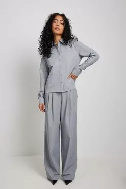 NA-KD Classic Mid Waist Wide Leg Pleated Suit Pants