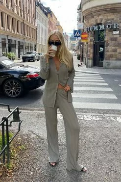 Moa Mattsson X NA-KD Ribbed Knitted Trousers