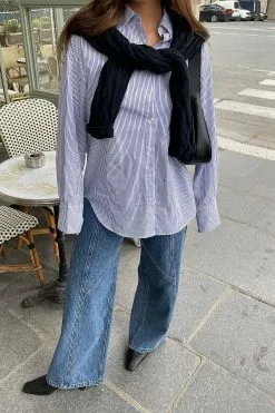 Mimi A.R X NA-KD Contrast Detail Mid Blue Denim