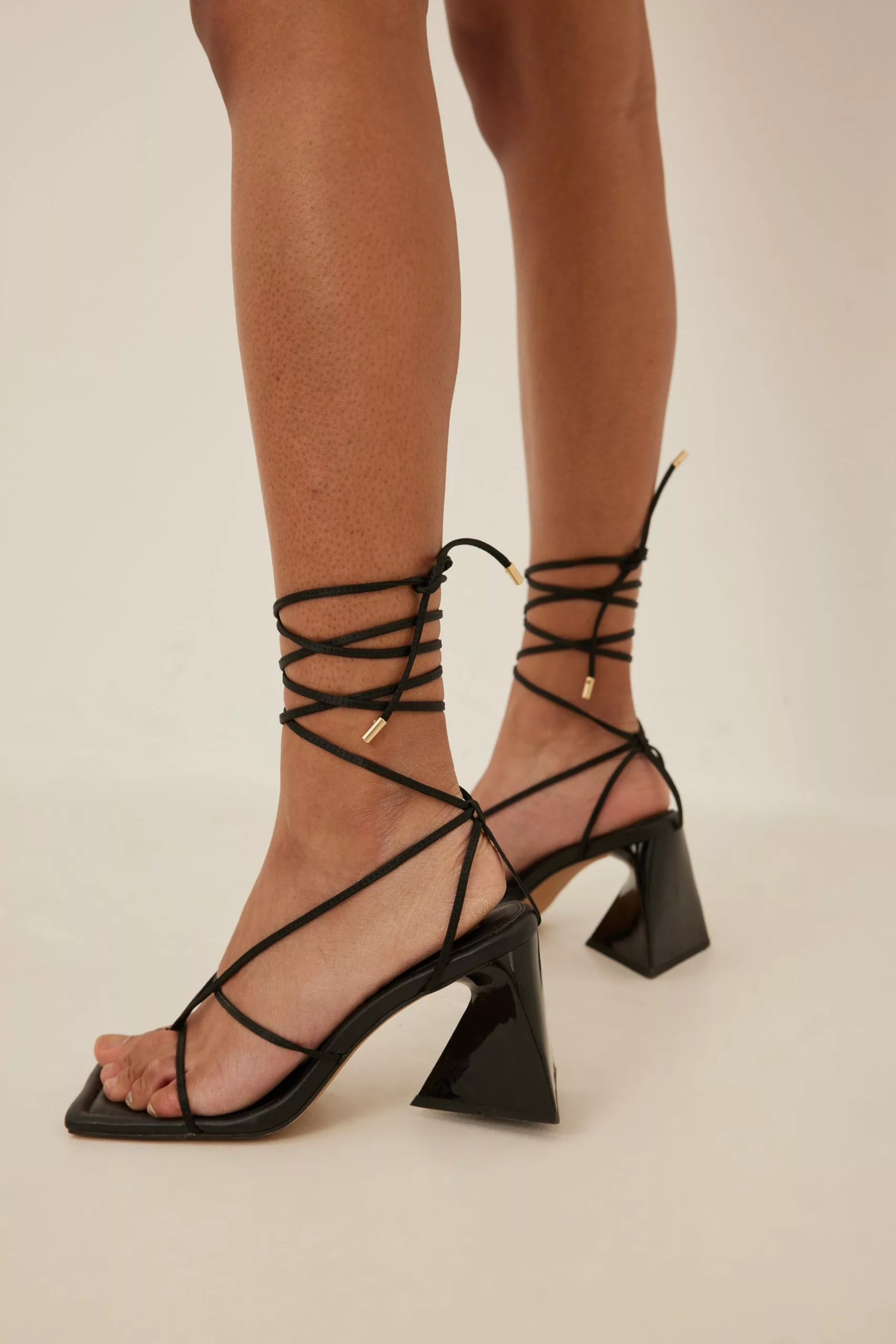 NA-KD Shoes Satin Strap Triangle Heels - Image 3