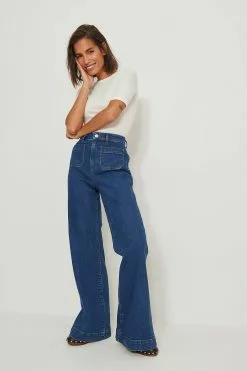 NA-KD Trend 70´s Front Pocket Wide Leg Jeans