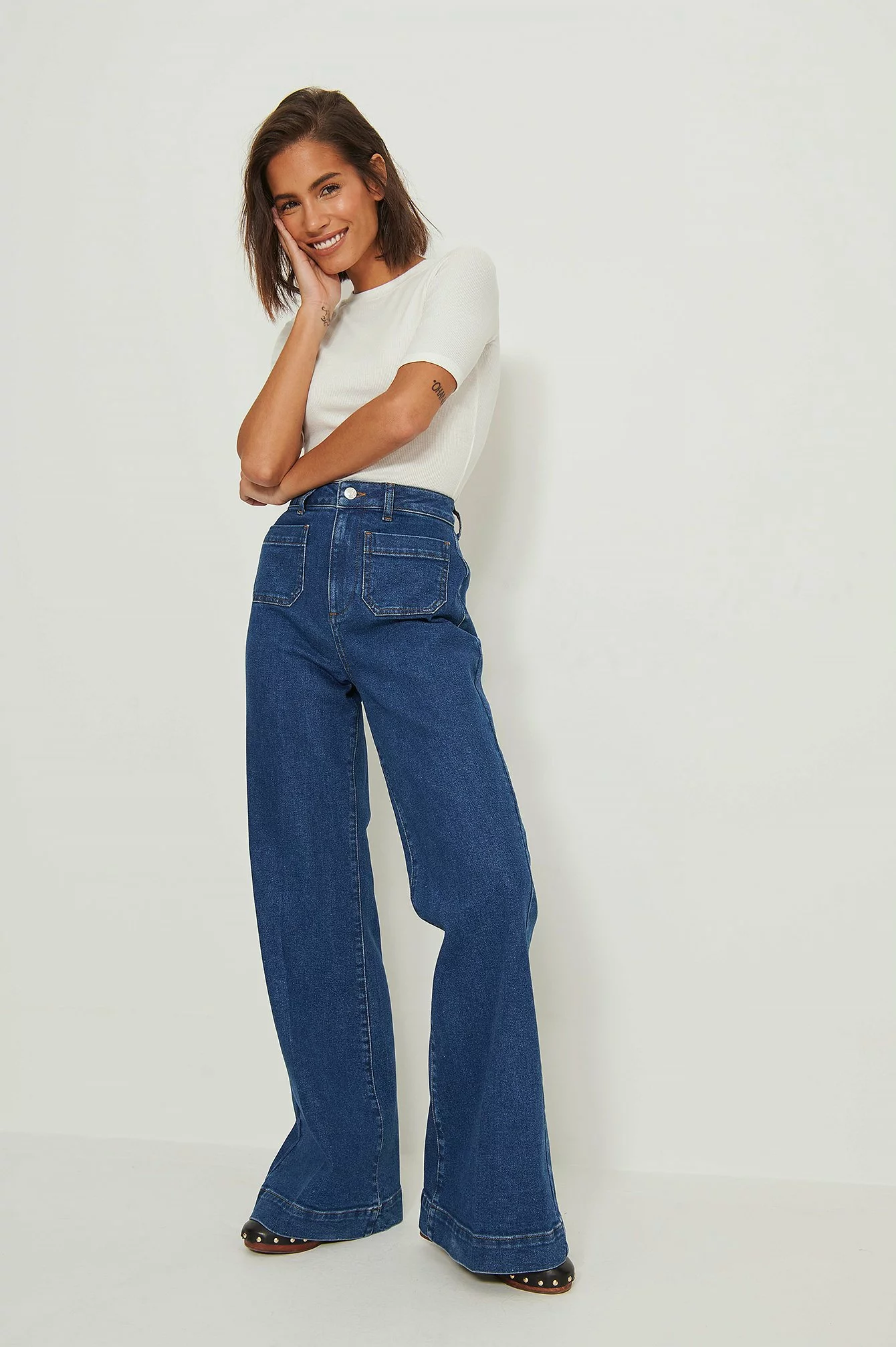 NA-KD Trend 70´s Front Pocket Wide Leg Jeans