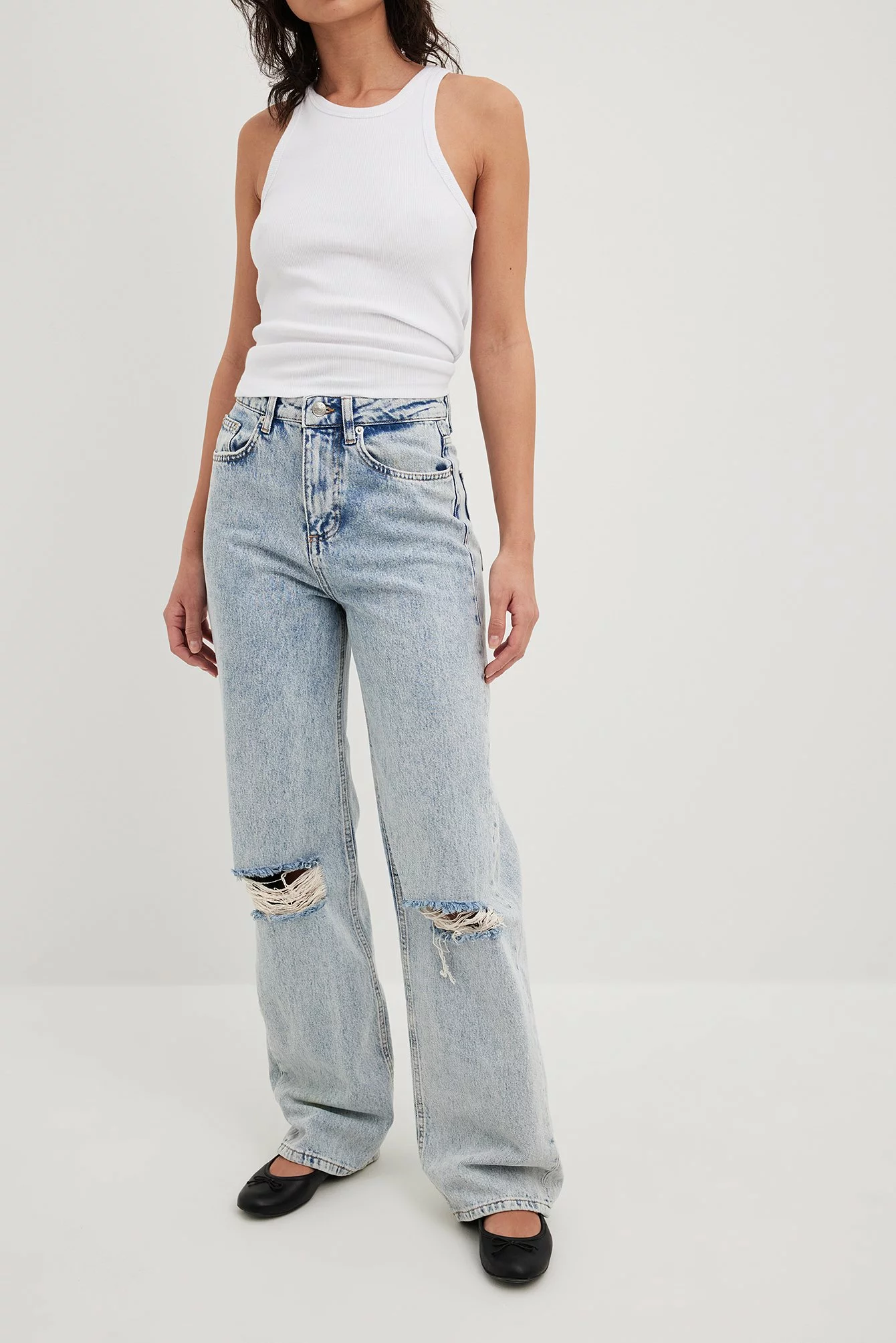 NA-KD Wide Leg Destroyed Jeans - Image 16