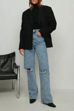 NA-KD Wide Leg Destroyed Jeans