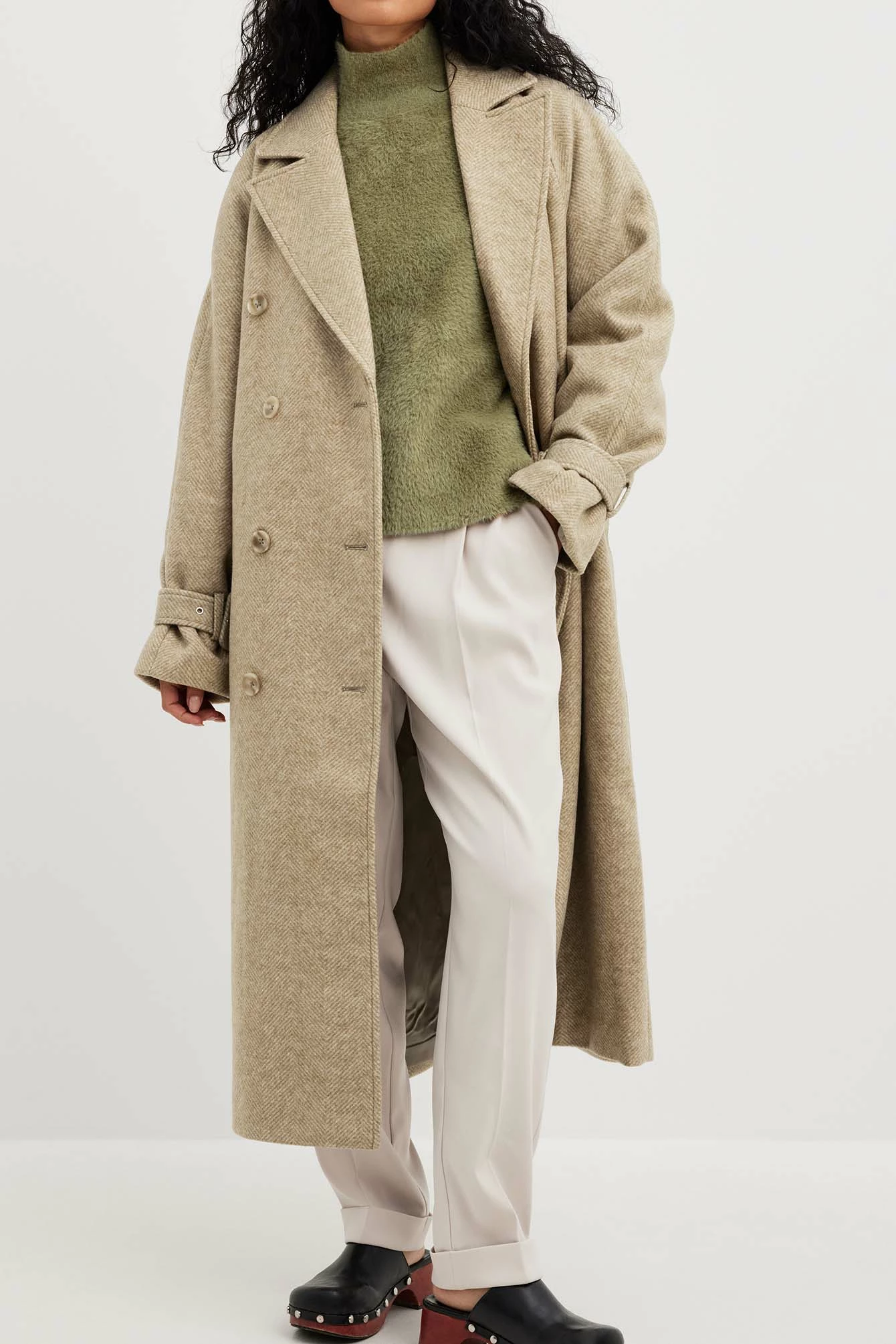 NA-KD Belted Herringbone Coat - Image 4