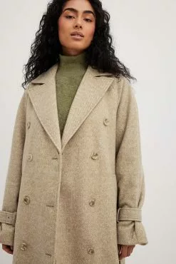 NA-KD Belted Herringbone Coat