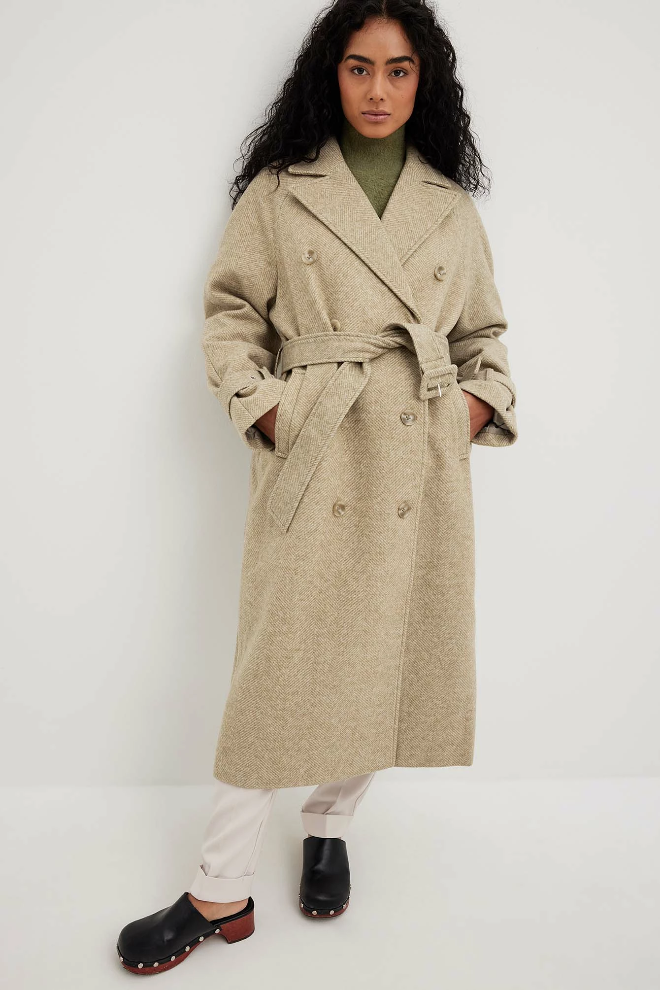 NA-KD Belted Herringbone Coat - Image 2