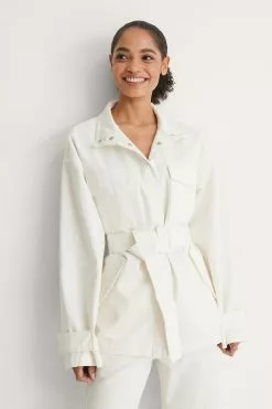 NA-KD Organic Belted Oversized Denim Jacket