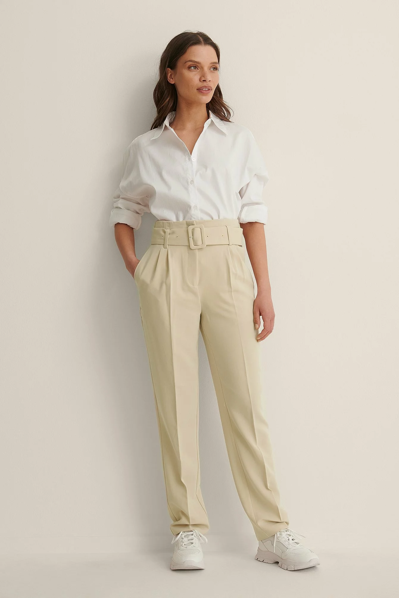 NA-KD Classic Recycled Belted Suit Pants