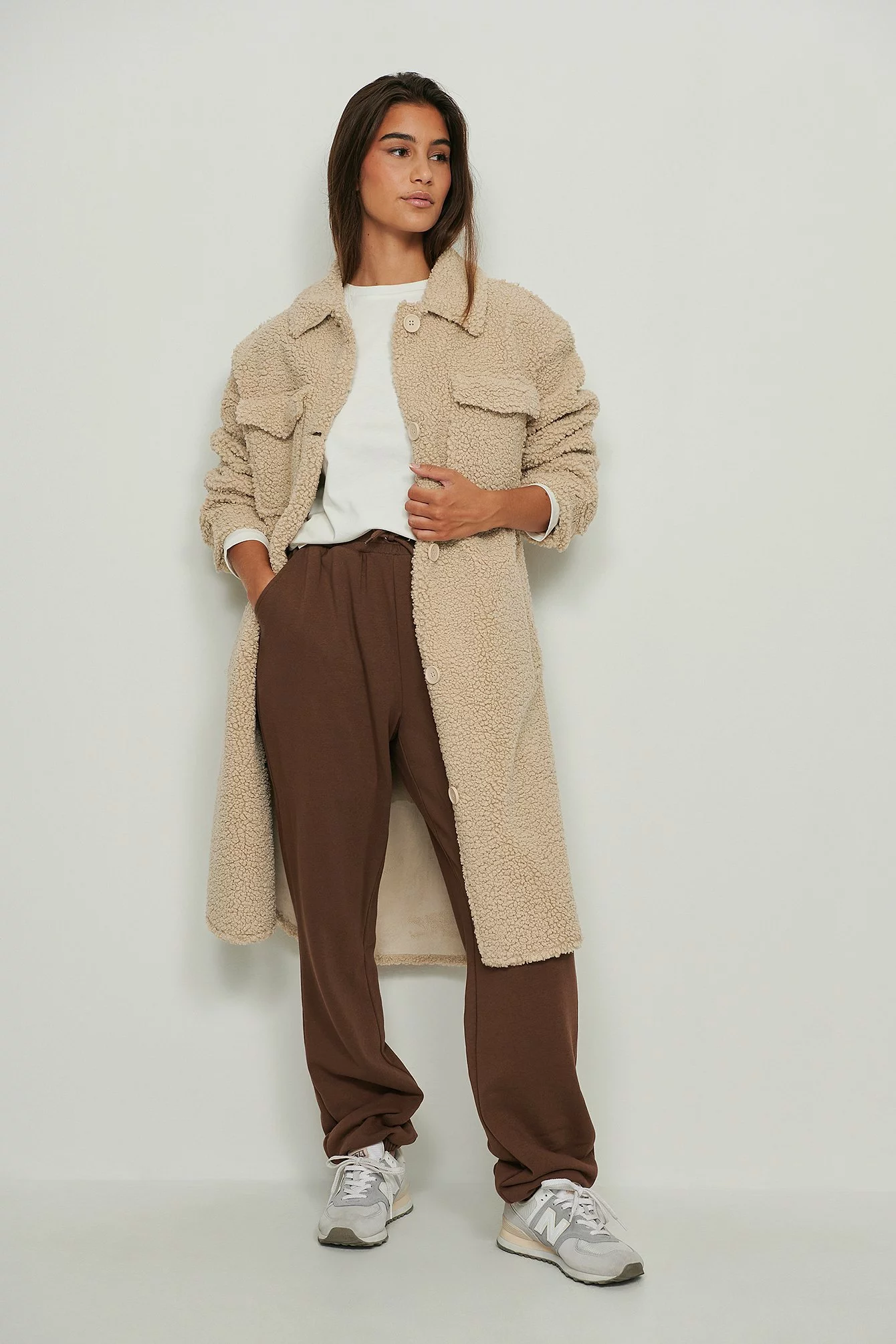 NA-KD Bonded Teddy Long Overshirt