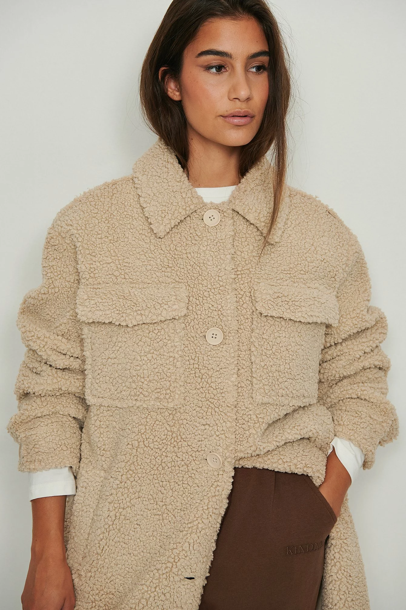 NA-KD Bonded Teddy Long Overshirt - Image 3